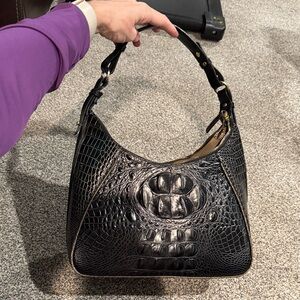Elegant Brahmin Black Crocodile-Embossed Women's Bag